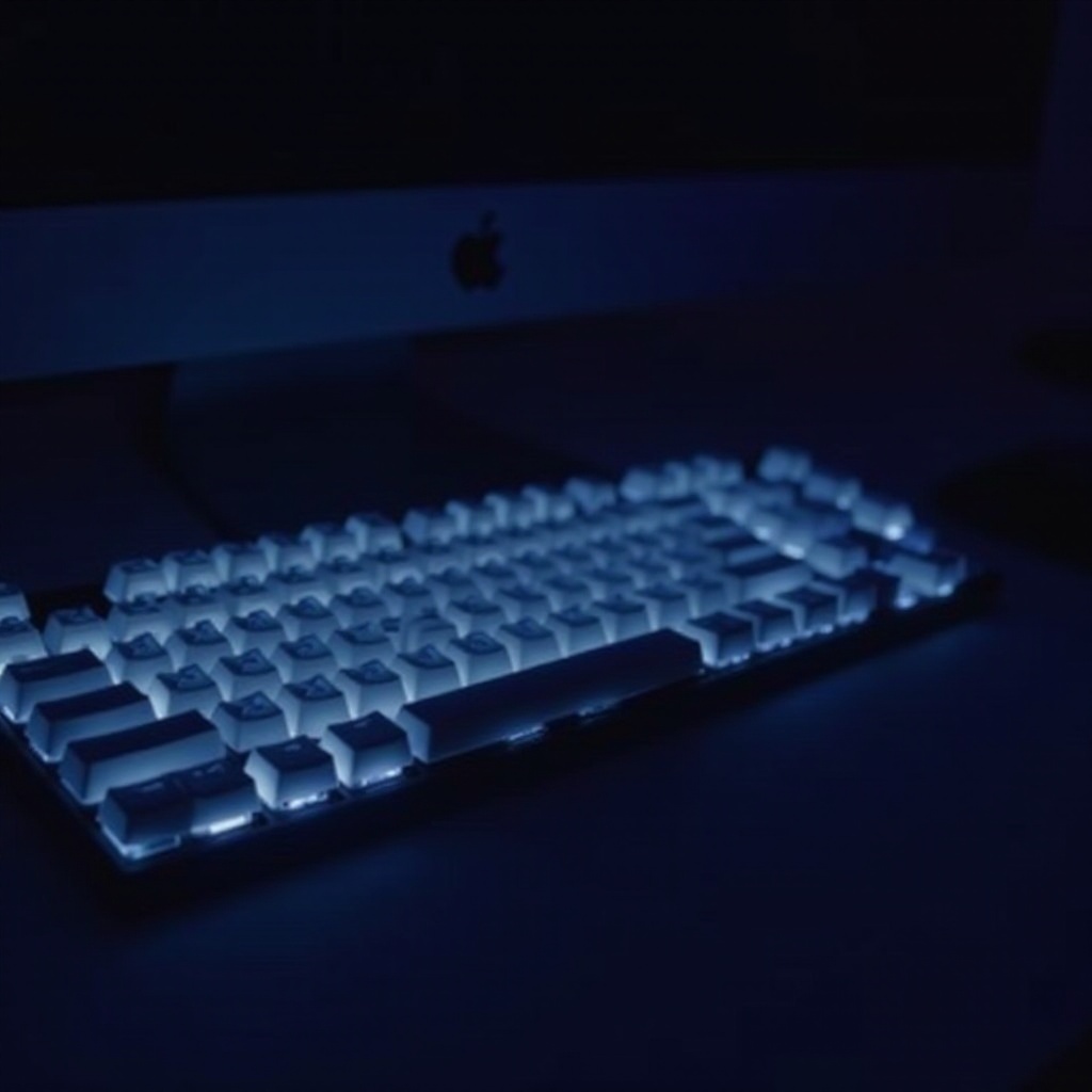 คีย์บอร์ดที่มีไฟ LED สีขาว